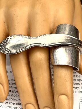 Cross Hand Spoon Ring | Adjustable Silver Plate |  Wearable Art | Churoncalla